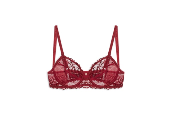 Sutiã Meia-Taça Sem Bojo Em Renda Na Sua Medida - Taça B - Vermelho