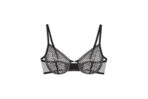 Sutiã Meia-Taça Sem Bojo Em Renda - Preto