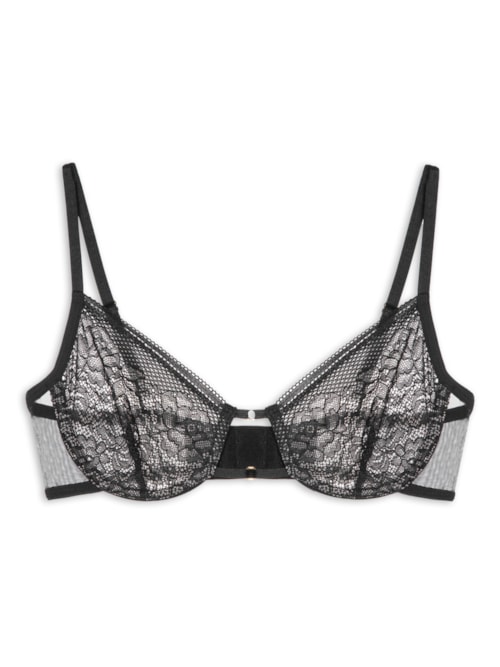 Sutiã Meia-Taça Sem Bojo Em Renda – Preto