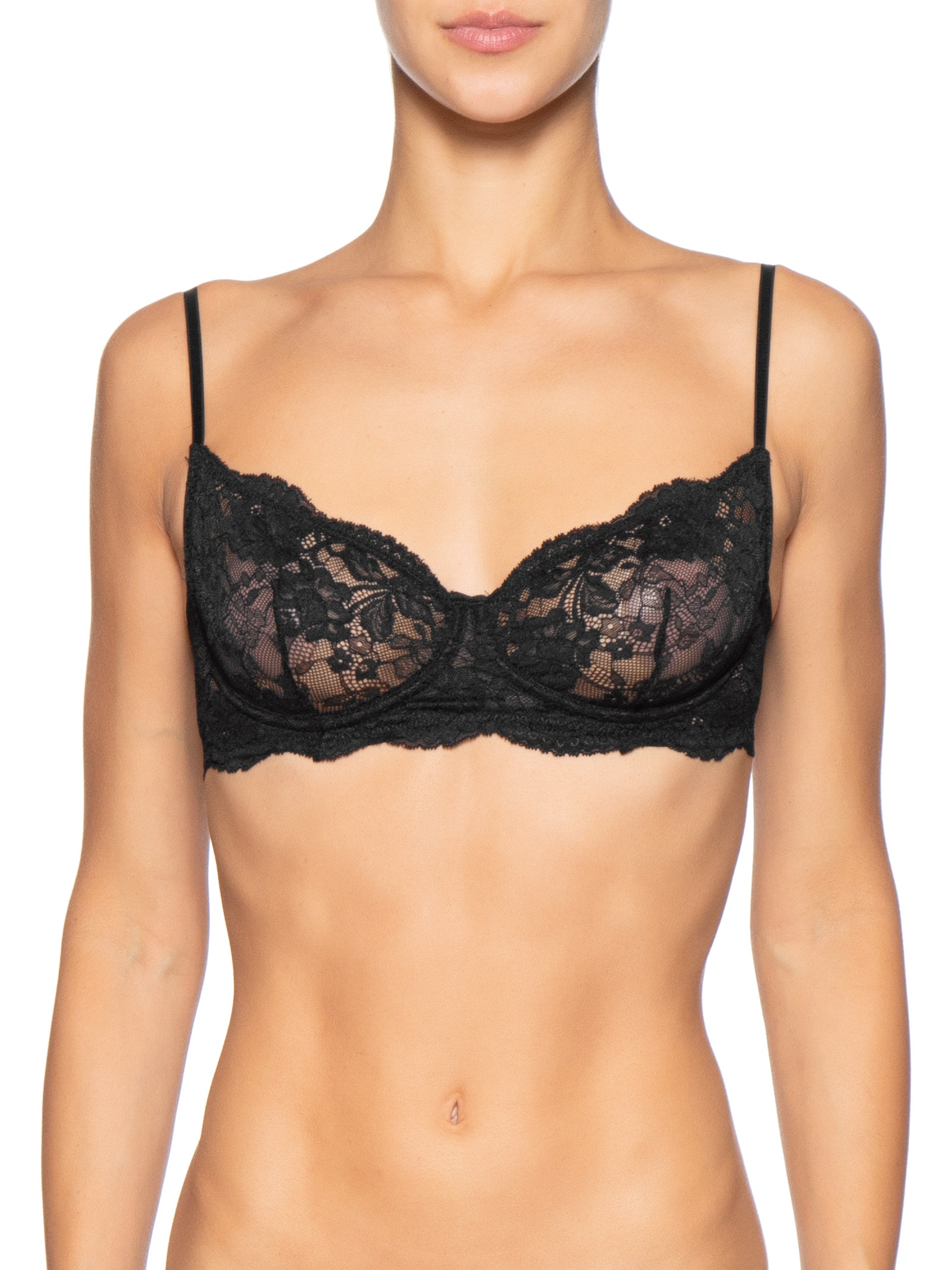 Sutiã Meia Taça Underwire Classic Lace Preto Calvin Klein Underwear