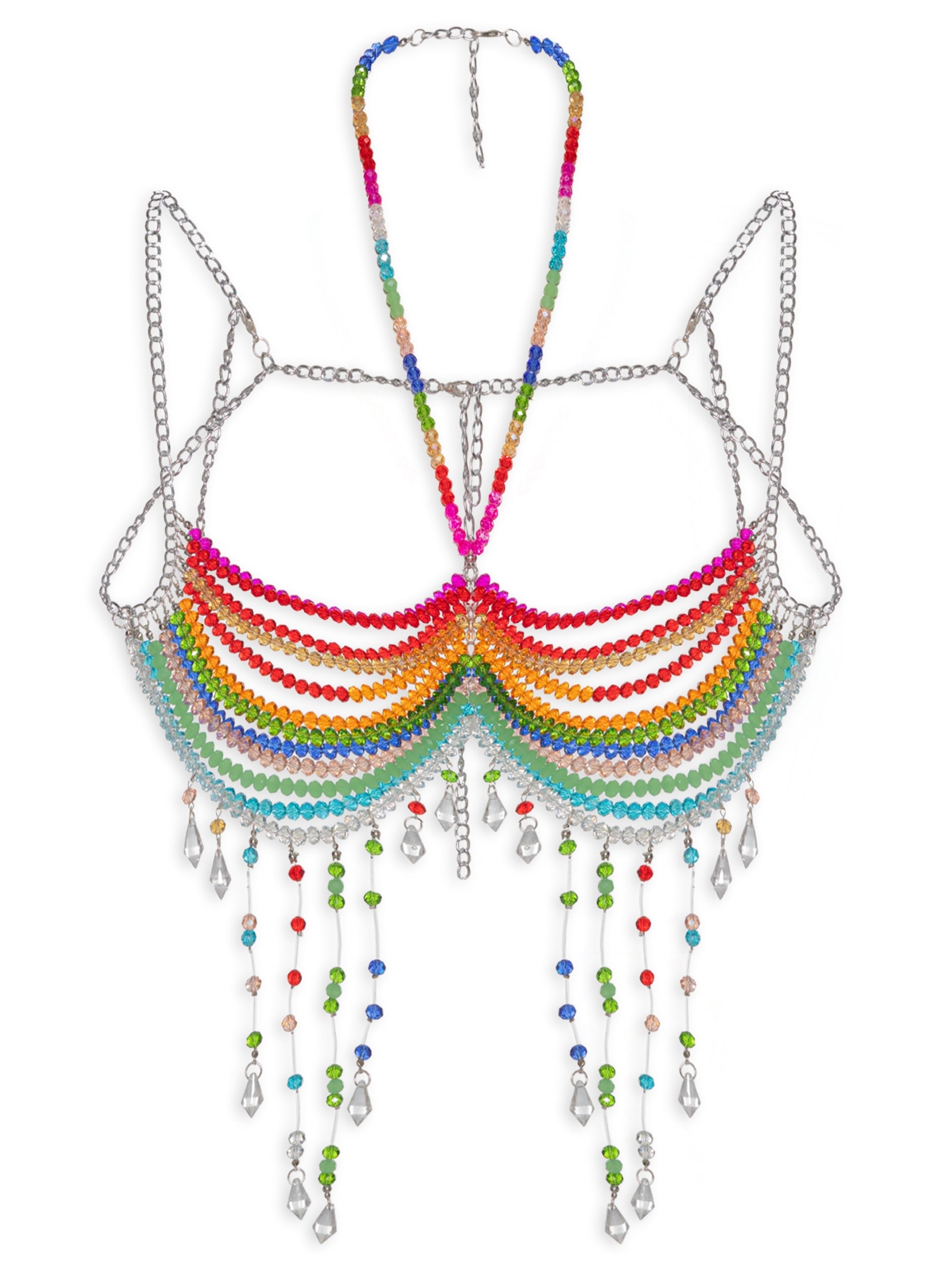 Sutiã Miçangas Arco-Íris Prateado Meiota