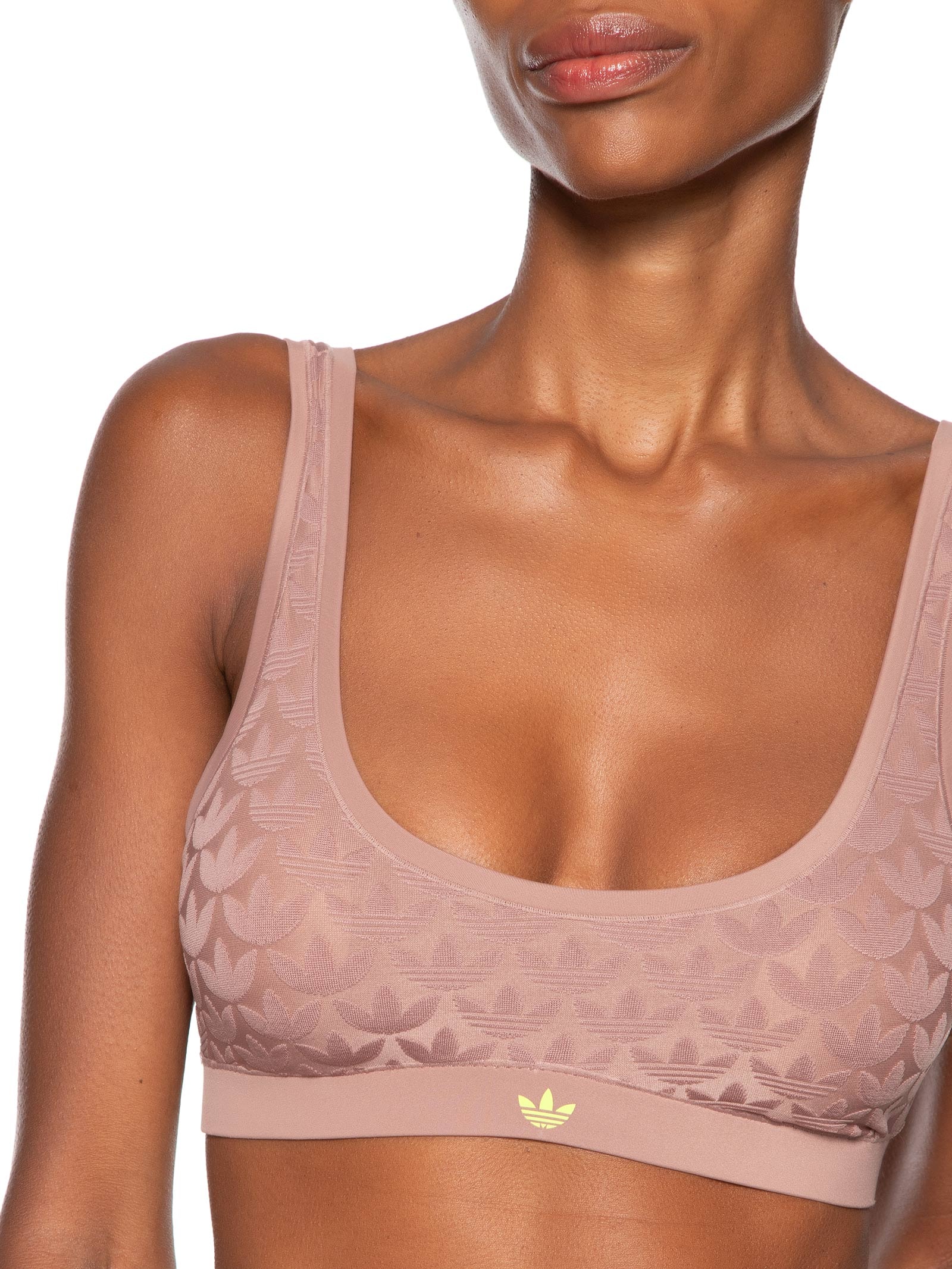 Sutiã Microterrot Monogram Comfort Scoop Bra Bege Adidas Originals Underwear