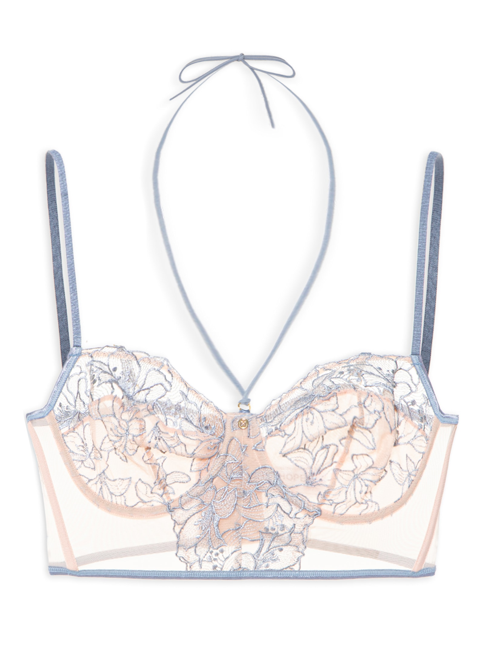 Sutiã Mini Corselet Em Tule Bordado - Azul - Hope