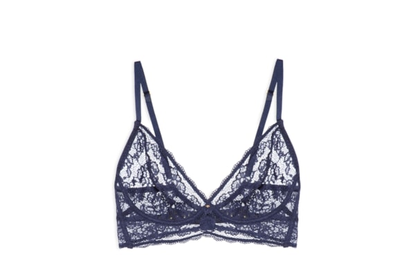 Sutiã Mini Corselet Triângulo Em Renda - Azul