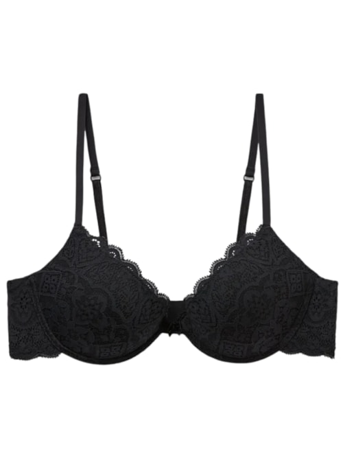 Sutiã Push-Up Bellissima Em Renda – Preto