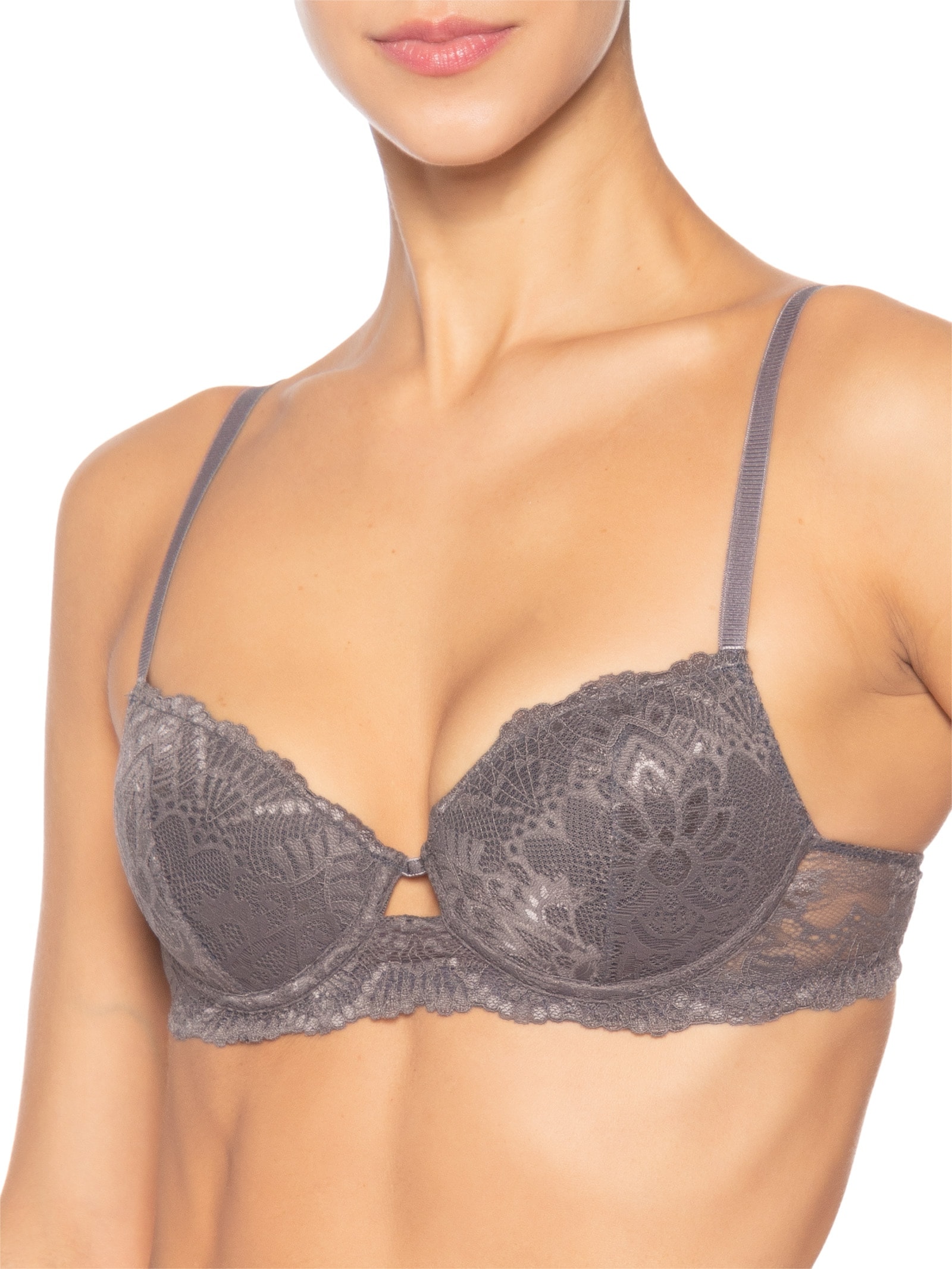 Sutiã Push Up Renda Felipa Cinza Jogê