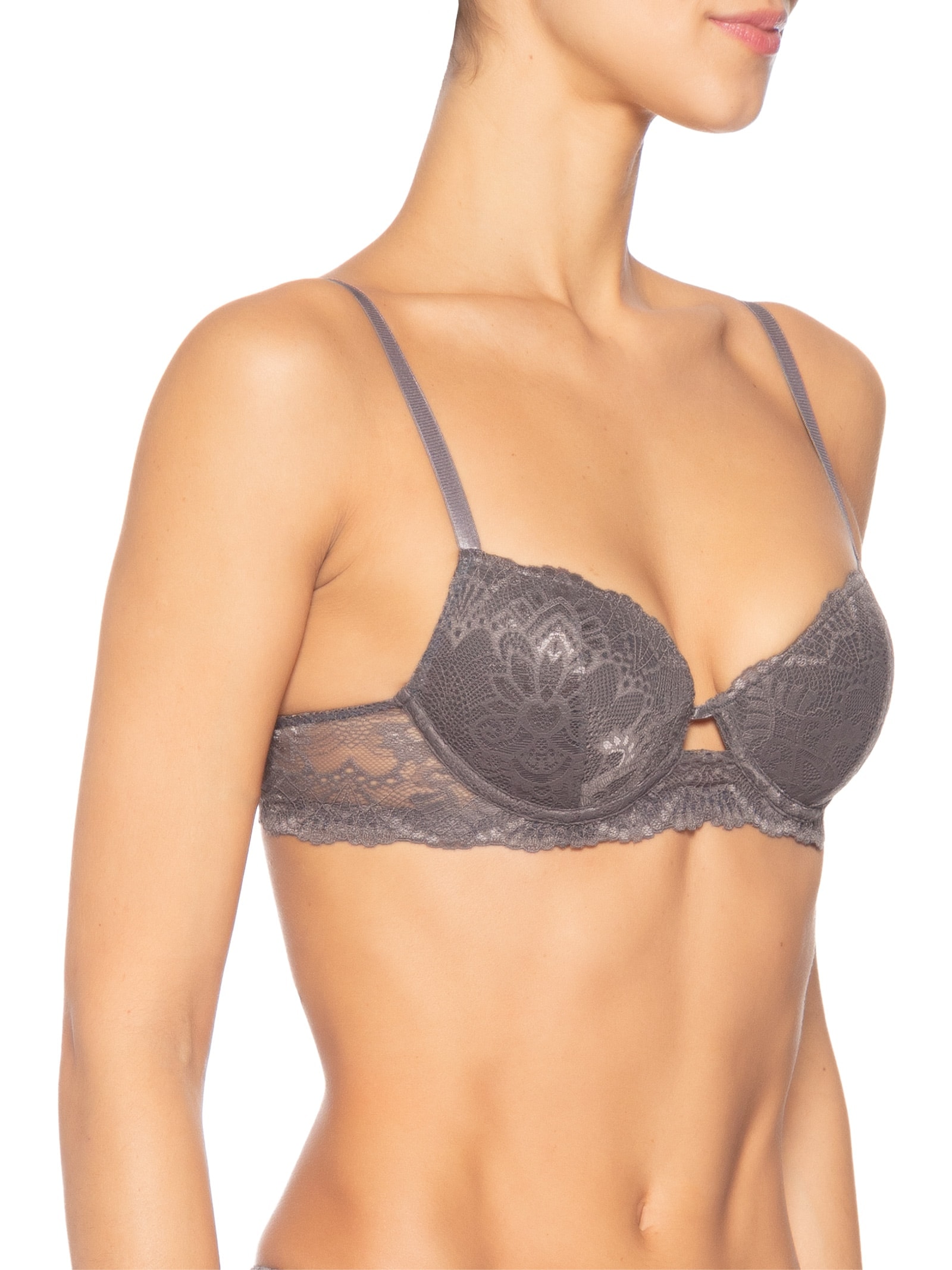 Sutiã Push Up Renda Felipa Cinza Jogê