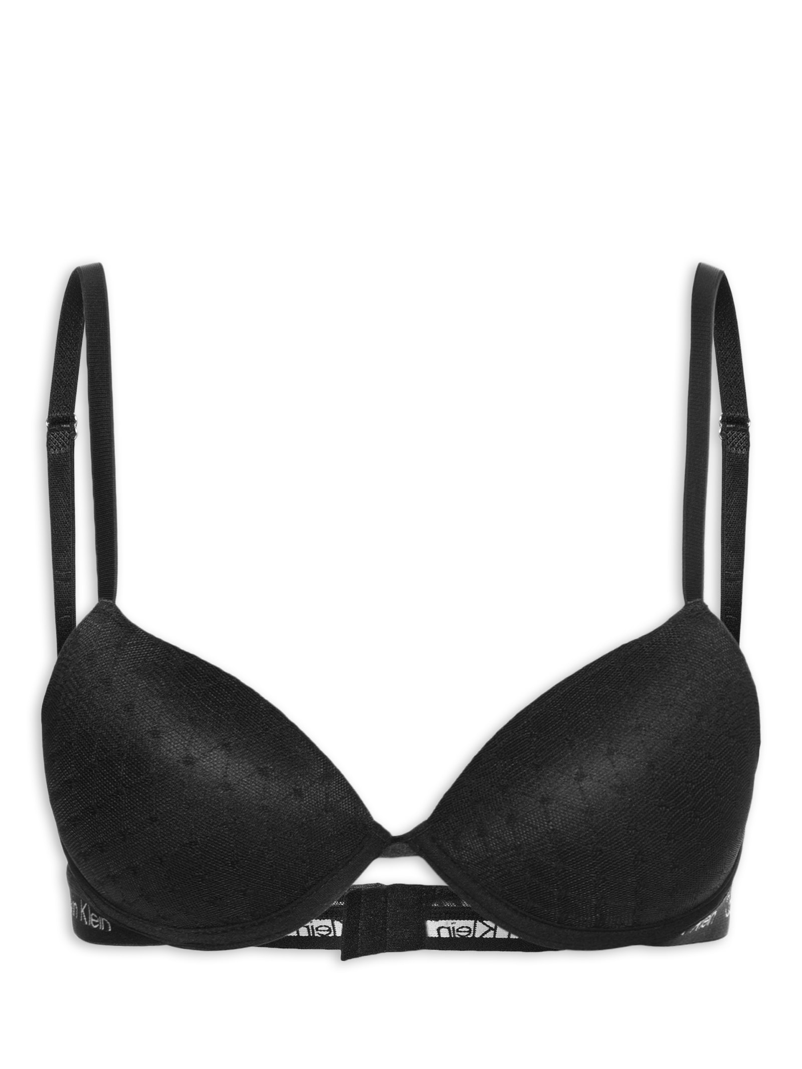 Sutiã Push Up Tule Geométrico Preto Calvin Klein Underwear