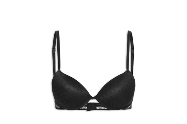 Sutiã Push Up Tule Geométrico - Preto