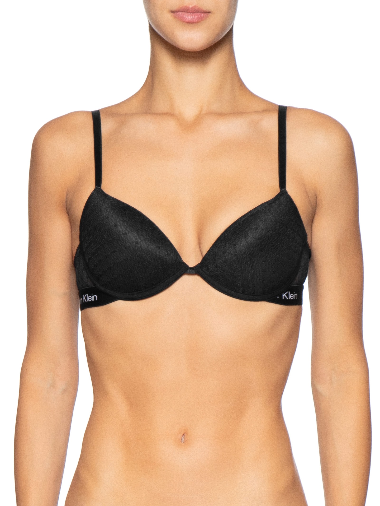 Sutiã Push Up Tule Geométrico Preto Calvin Klein Underwear