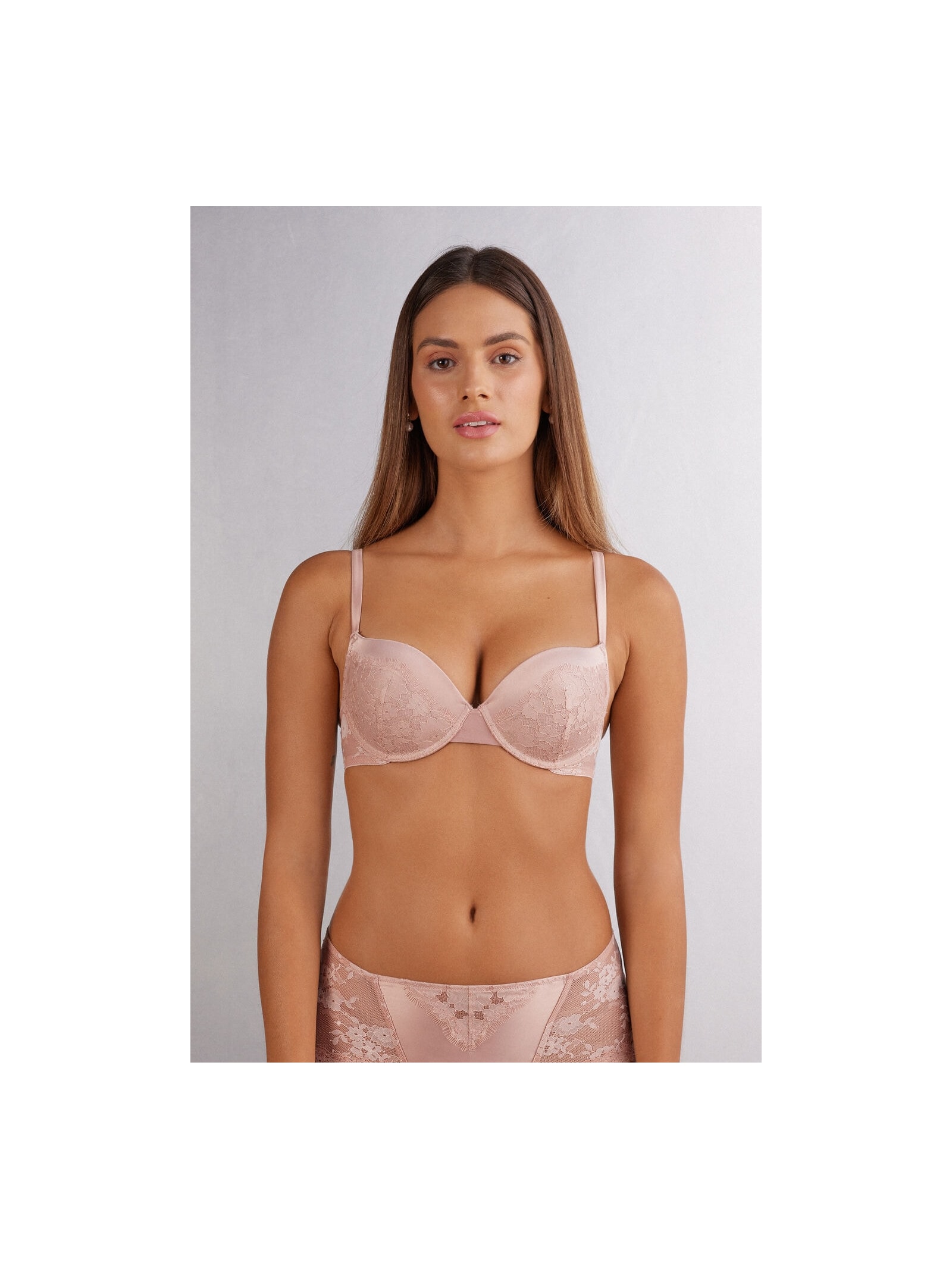 Sutiã Super Push-Up Elettra Satin Meets Lace Rosa1