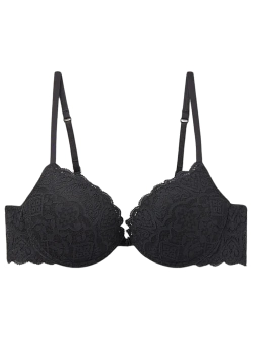 Sutiã Super Push-Up Simona Em Renda – Preto