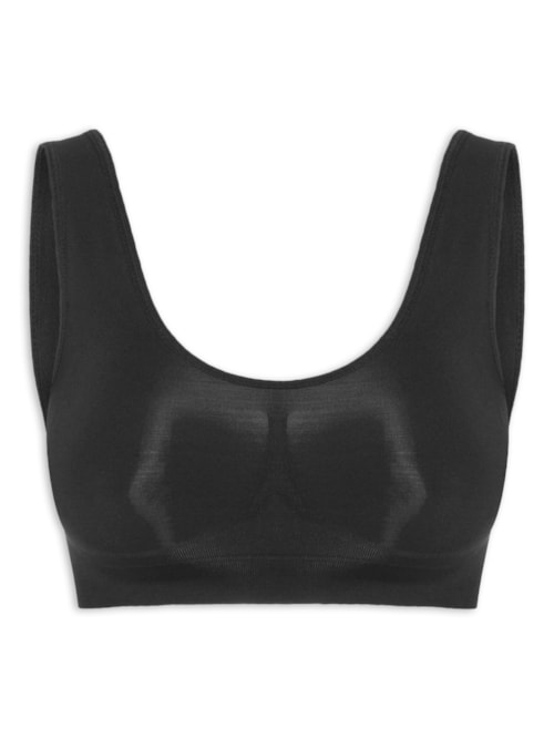 Sutiã Top Alças Largas Com Bojo Removível Em Microfibra Light – Preto