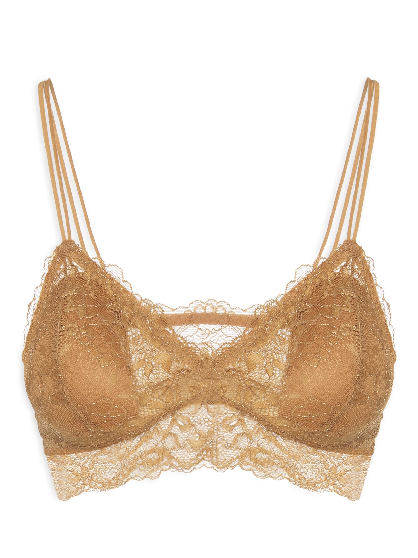 Sutiã Top Em Renda Com Bojo Removível Dourado Hope