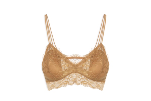 Sutiã Top Em Renda Com Bojo Removível - Dourado