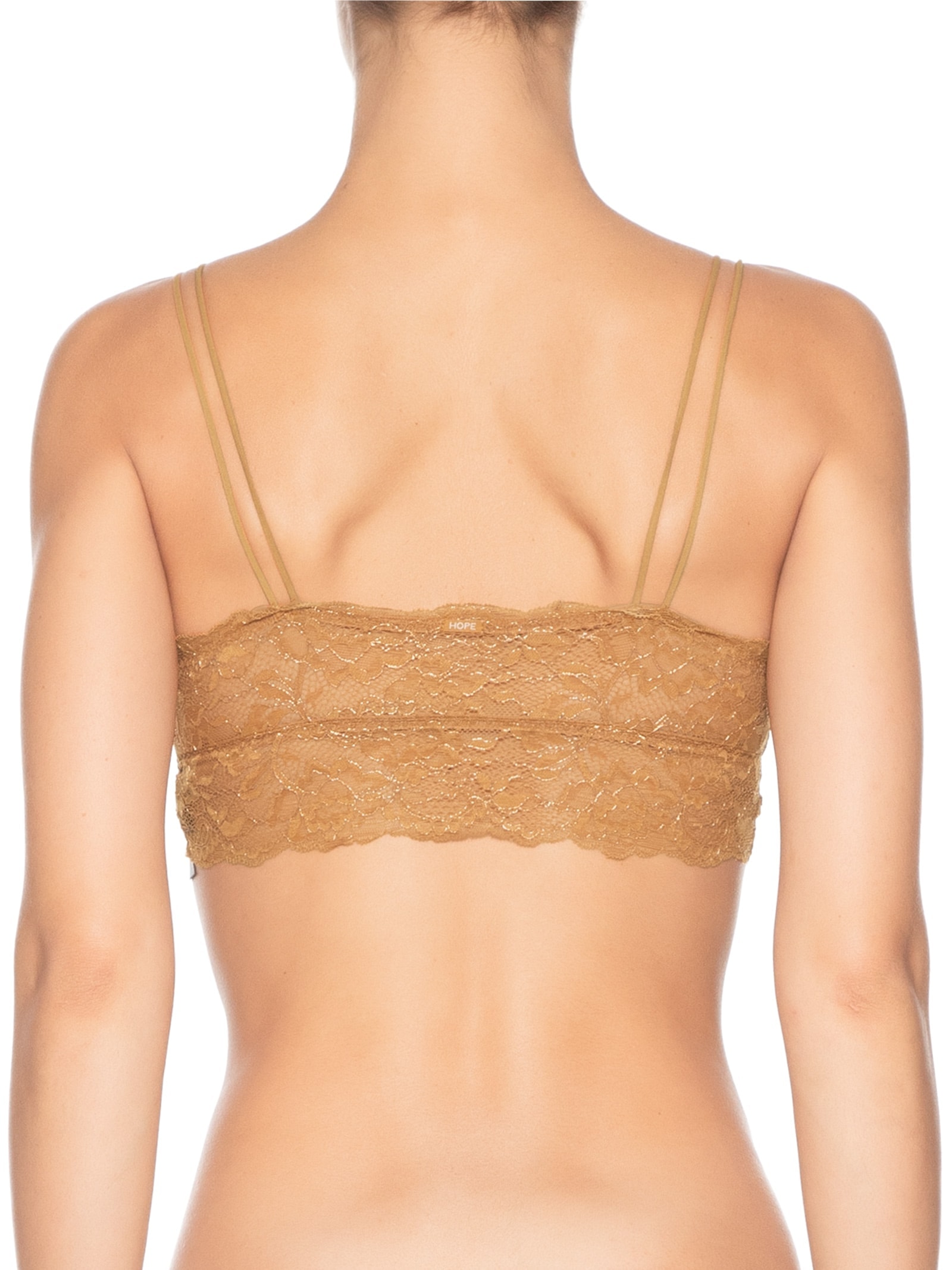 Sutiã Top Em Renda Com Bojo Removível Dourado Hope