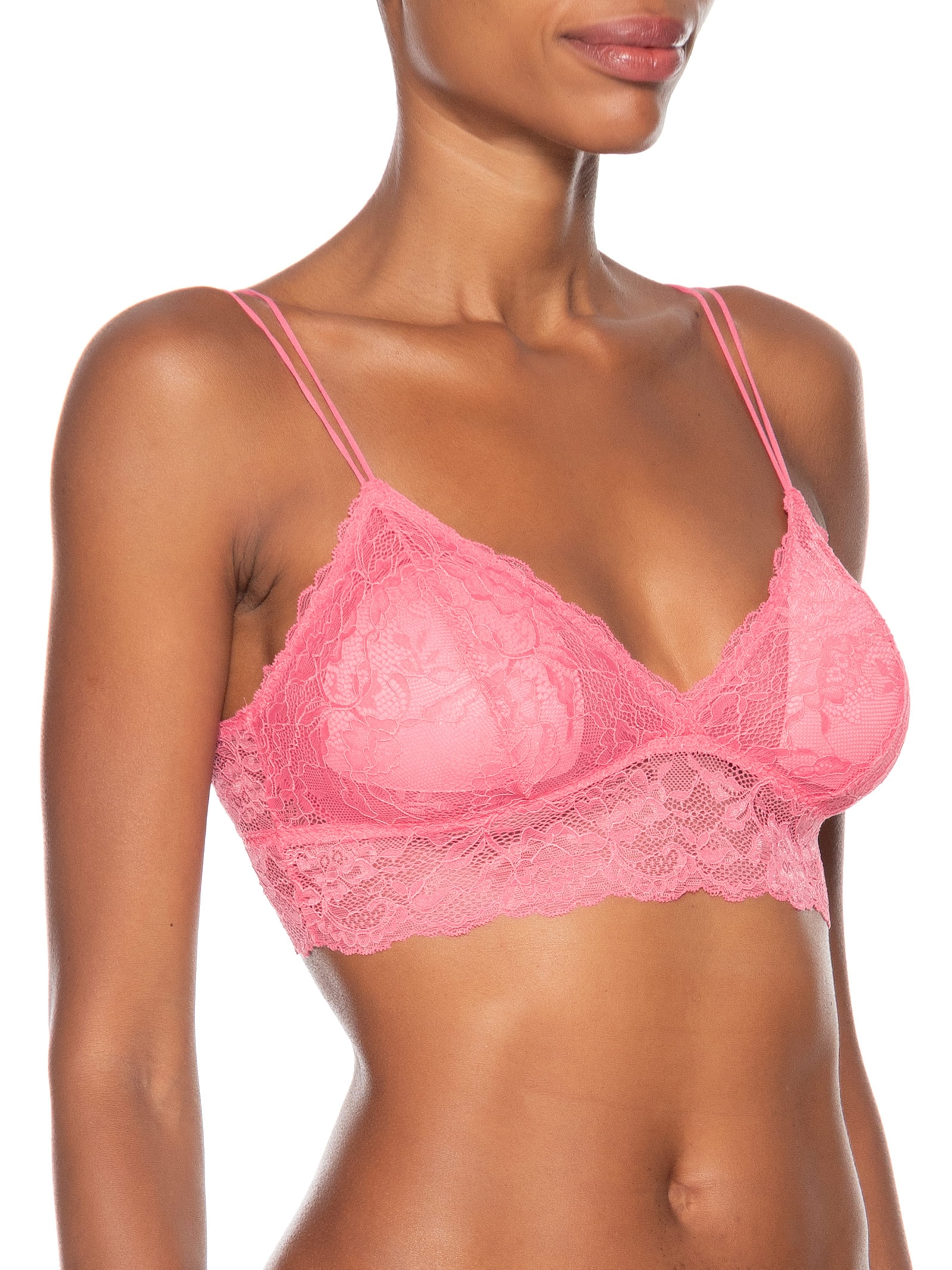 Sutiã Top Em Renda Com Bojo Removível Rosa Hope