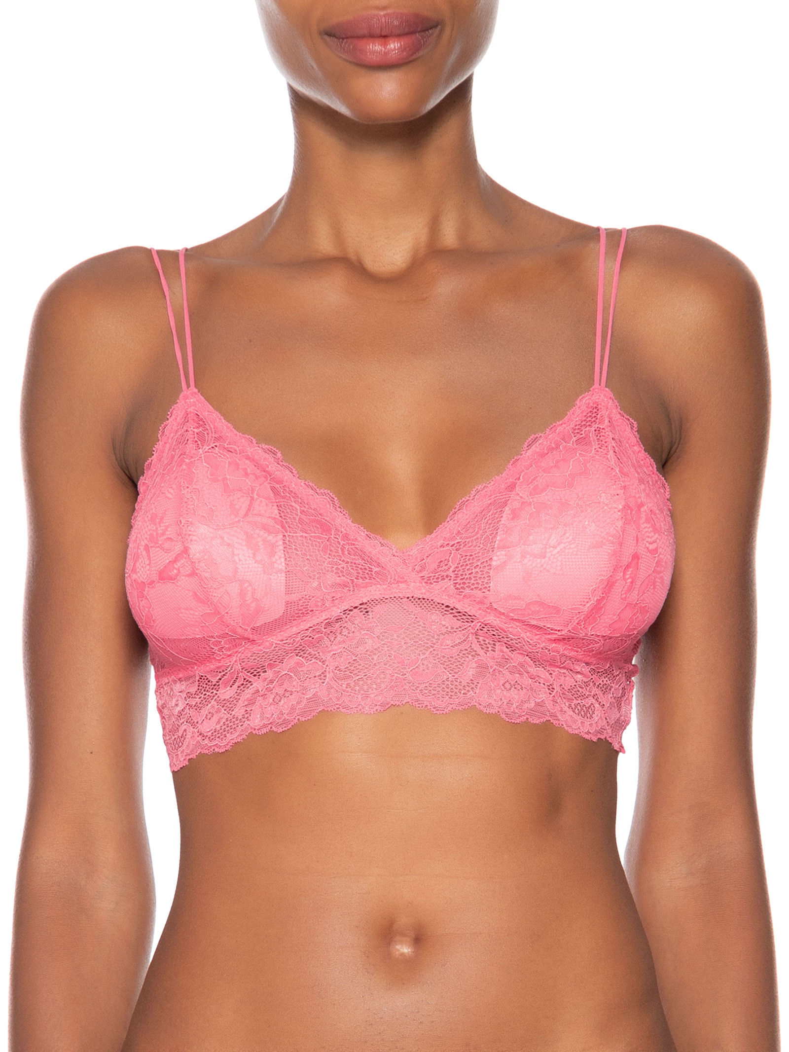 Sutiã Top Em Renda Com Bojo Removível Rosa Hope