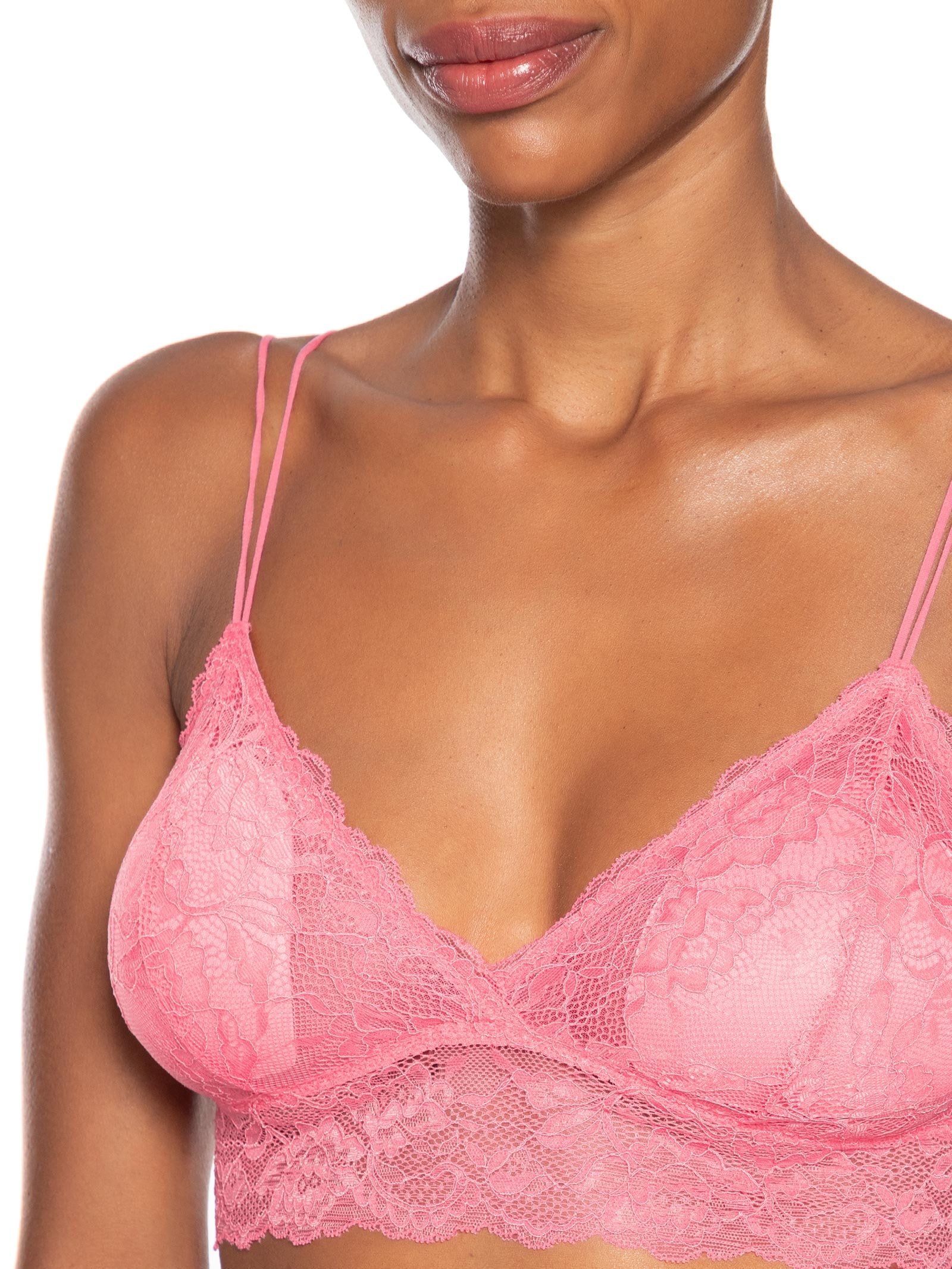 Sutiã Top Em Renda Com Bojo Removível Rosa Hope