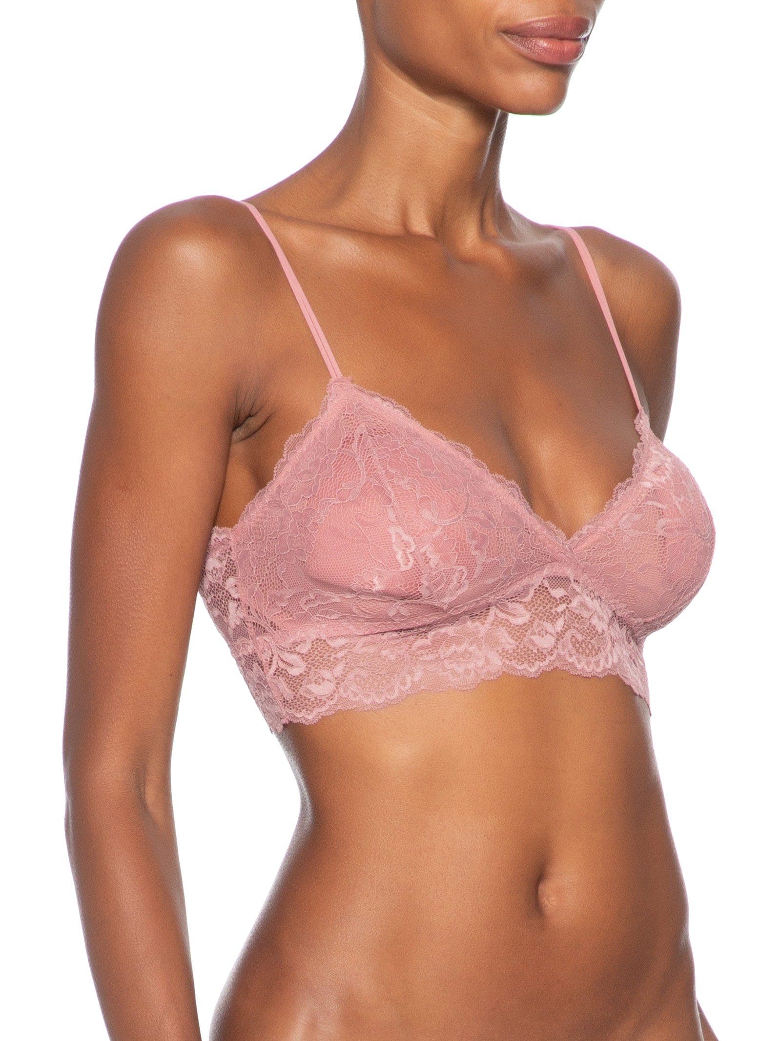 Sutiã Top Em Renda Com Bojo Removível Rosa Hope
