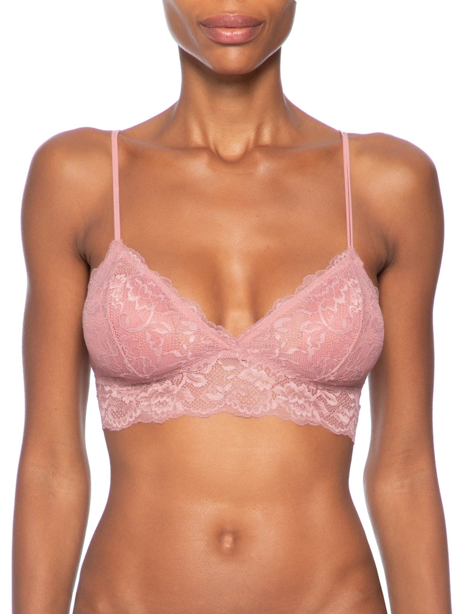 Sutiã Top Em Renda Com Bojo Removível Rosa Hope