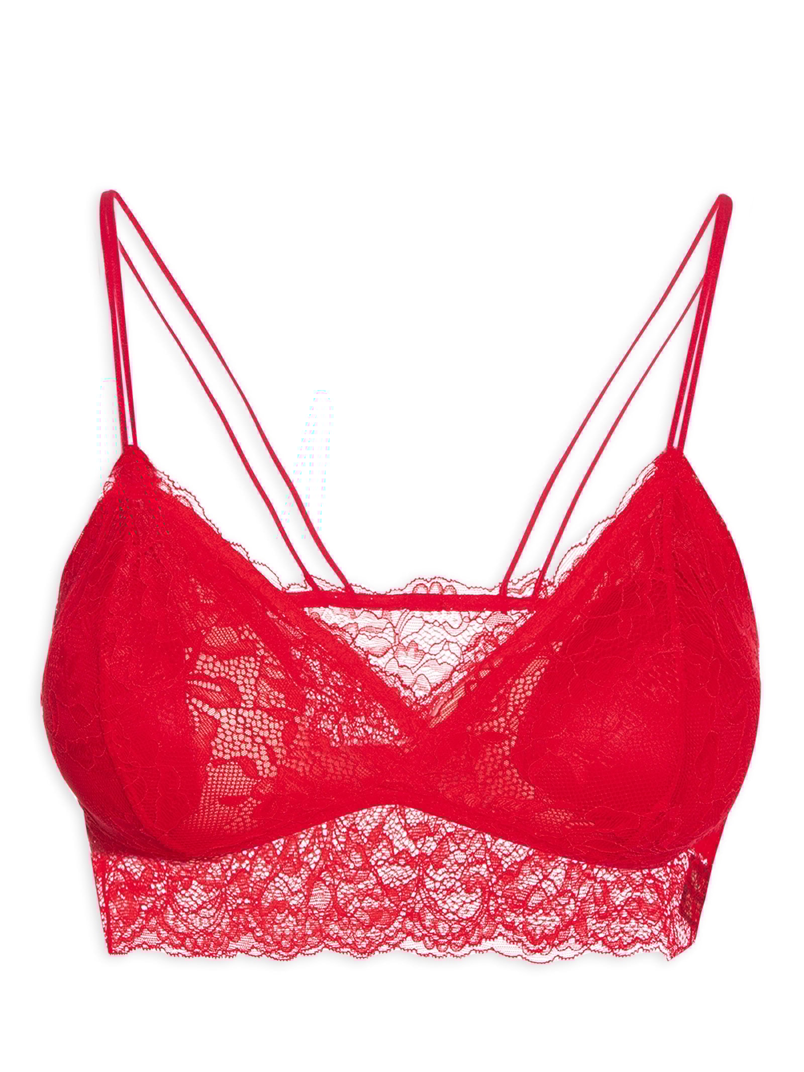 Sutiã Top Em Renda Com Bojo Removível Vermelho Hope