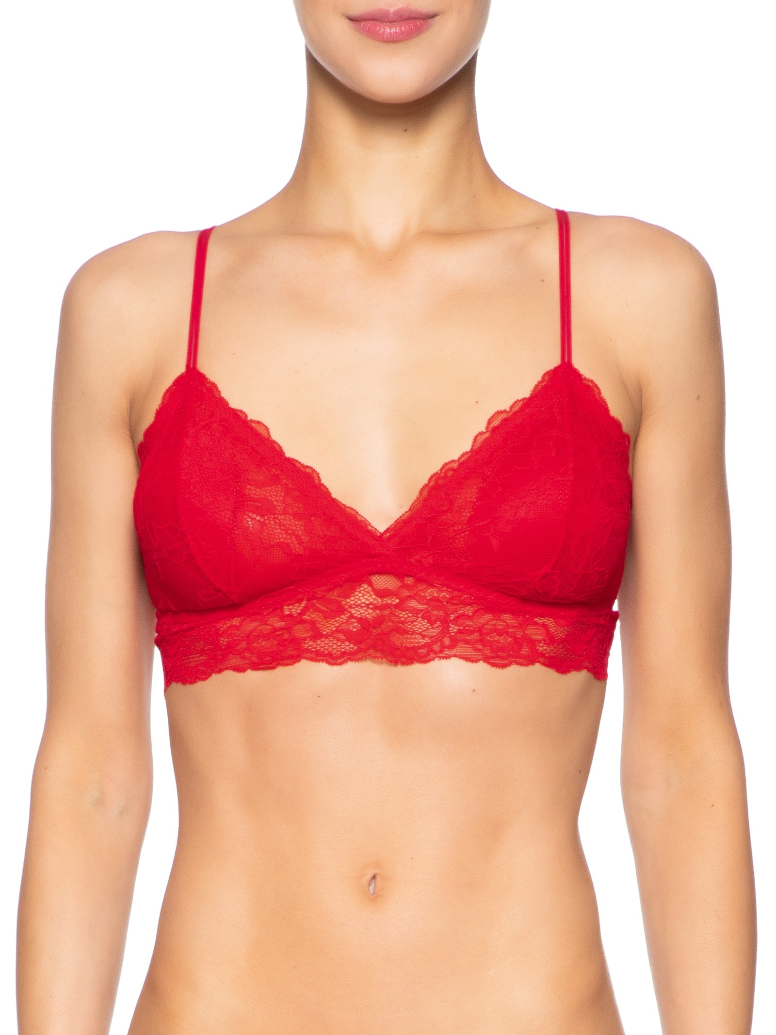 Sutiã Top Em Renda Com Bojo Removível Vermelho Hope