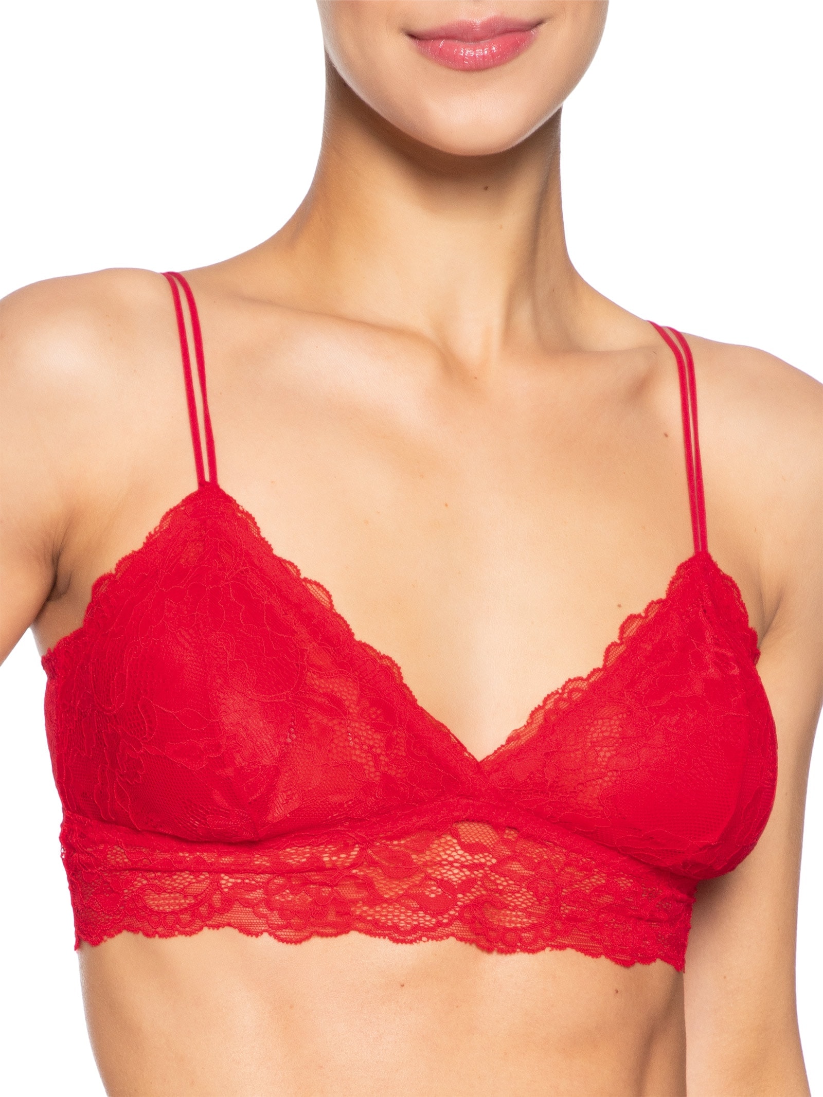 Sutiã Top Em Renda Com Bojo Removível Vermelho Hope