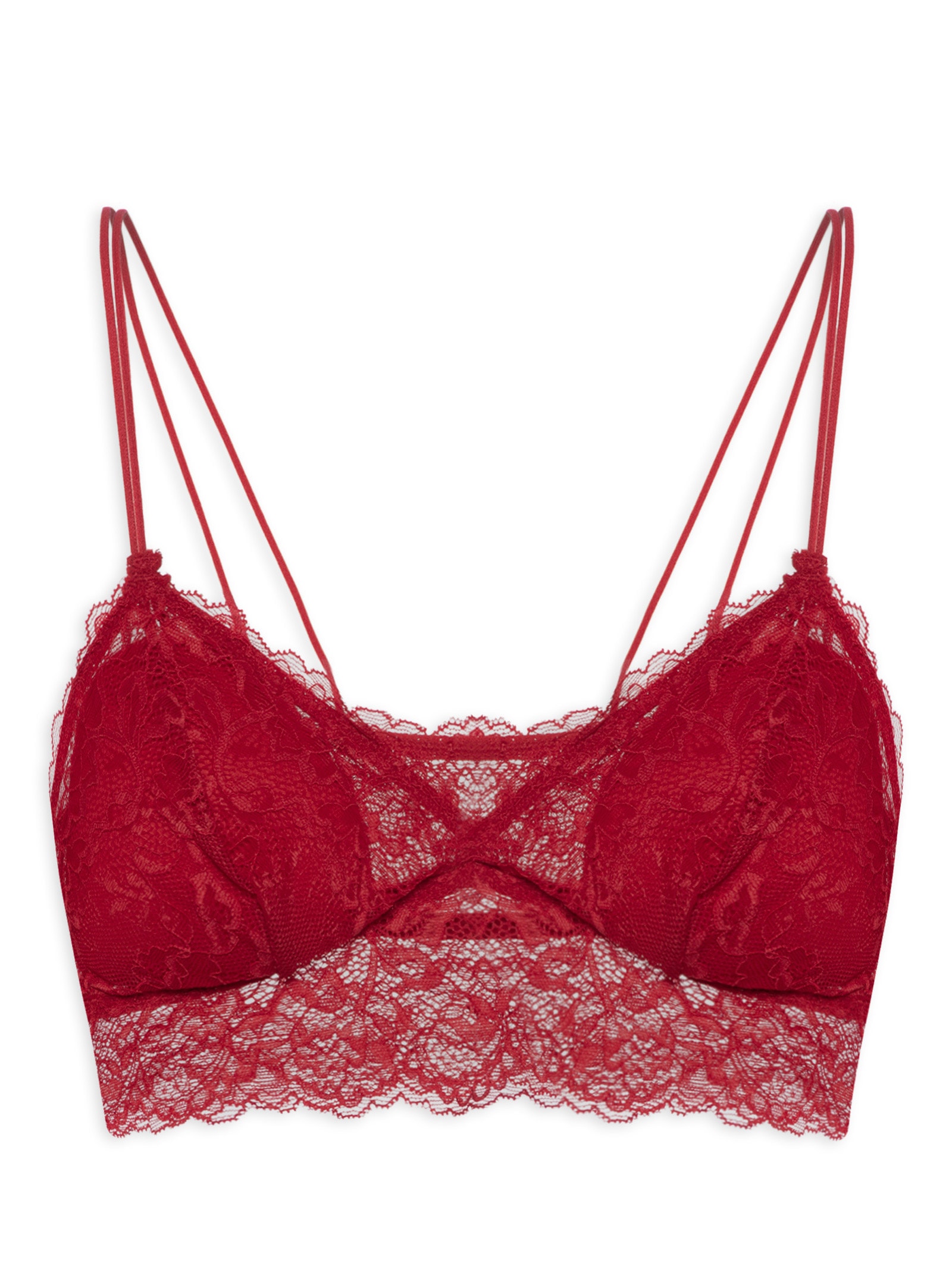 Sutiã Top Em Renda Com Bojo Removível Vermelho Hope