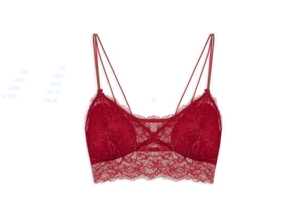 Sutiã Top Em Renda Com Bojo Removível - Vermelho