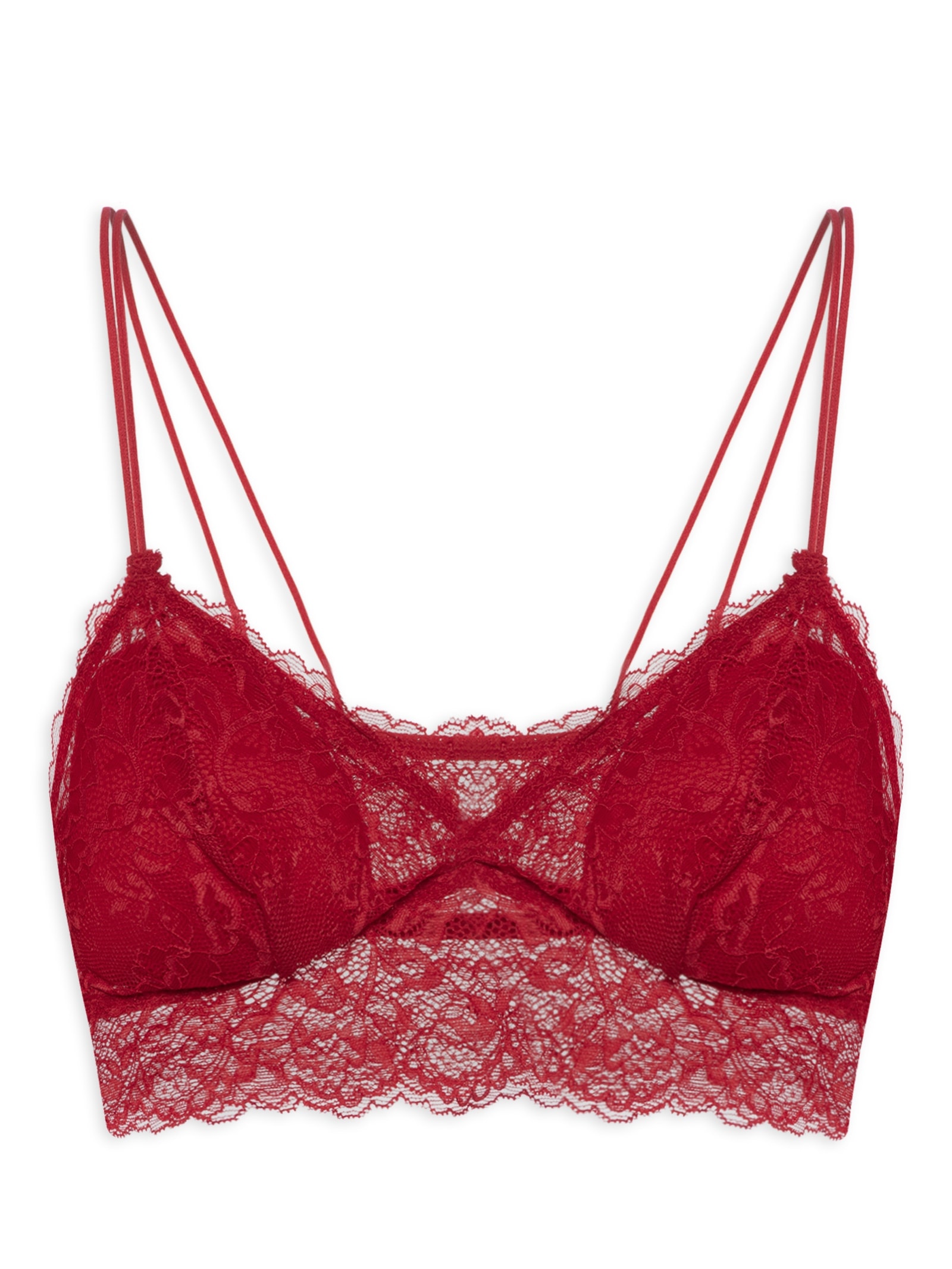 Sutiã Top Em Renda Com Bojo Removível Vermelho Hope