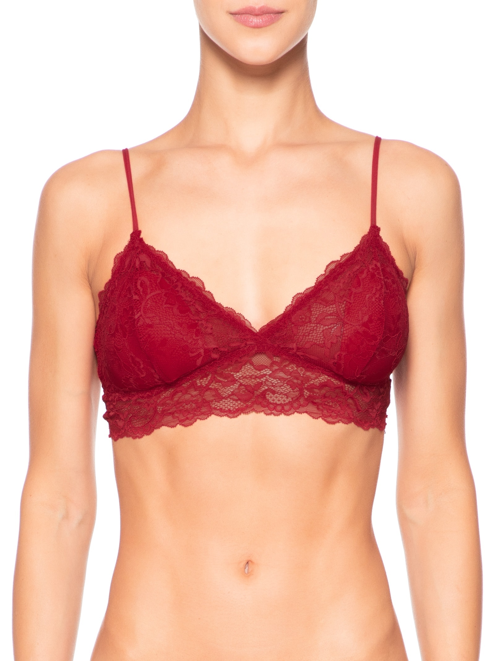 Sutiã Top Em Renda Com Bojo Removível Vermelho Hope