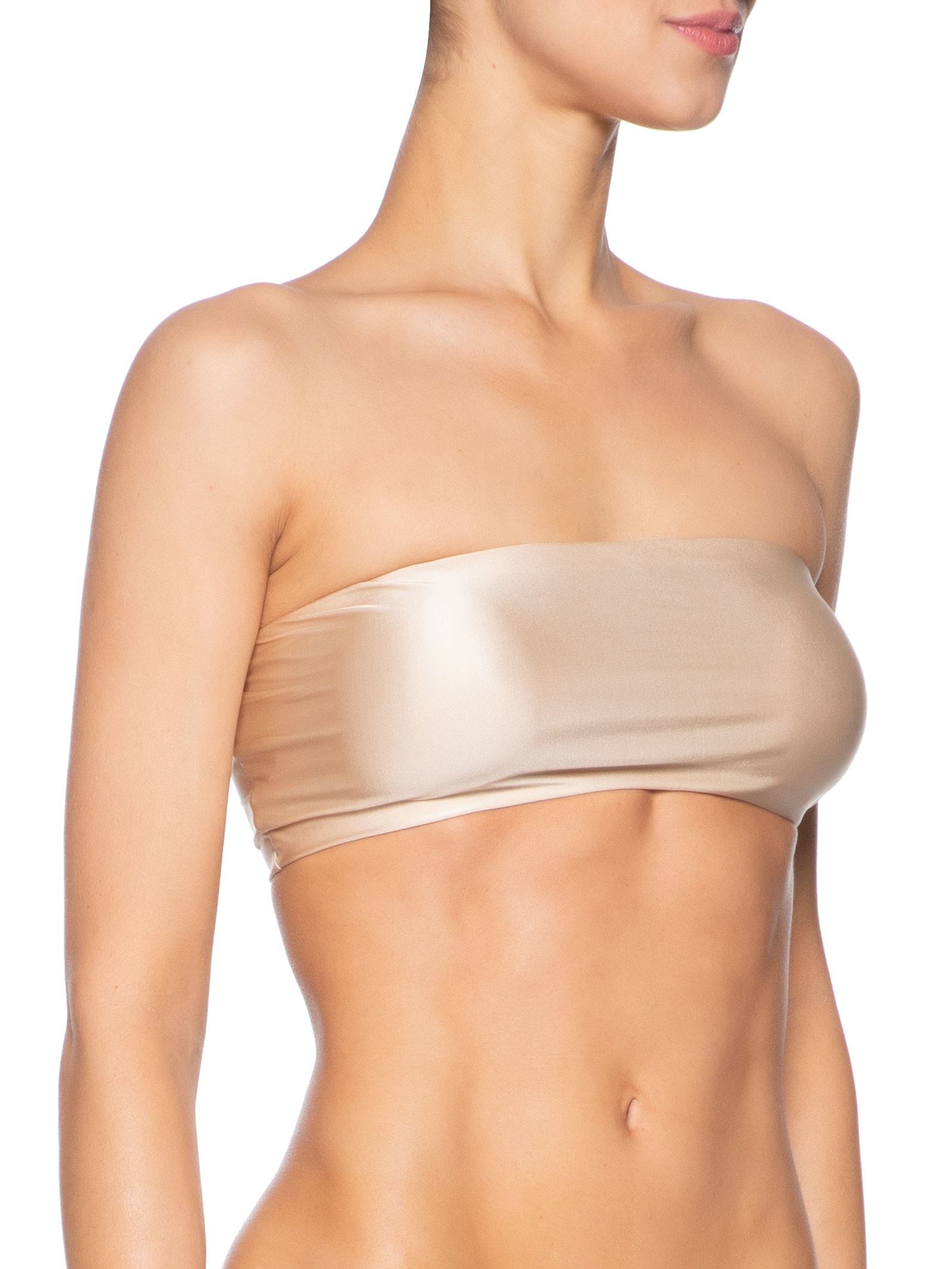 Sutiã Top Faixa Com Bojo Removível Em Microfibra Acetinada Dourado Hope