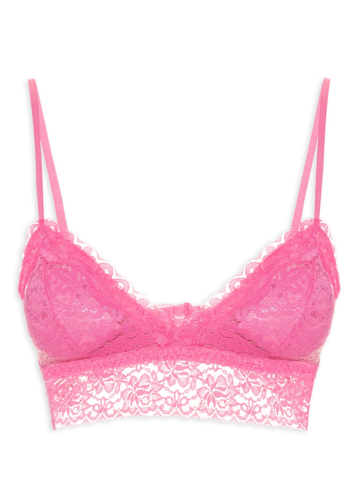 Vista 2 Sutiã Top Triangulo Com Bojo Removível Em Renda - Azul ROSA ROSA