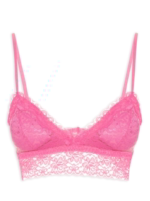 Sutiã Top Triangulo Com Bojo Removível Em Renda – Azul