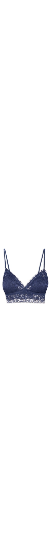 Sutiã Top Triangulo Com Bojo Removível Em Renda - Azul