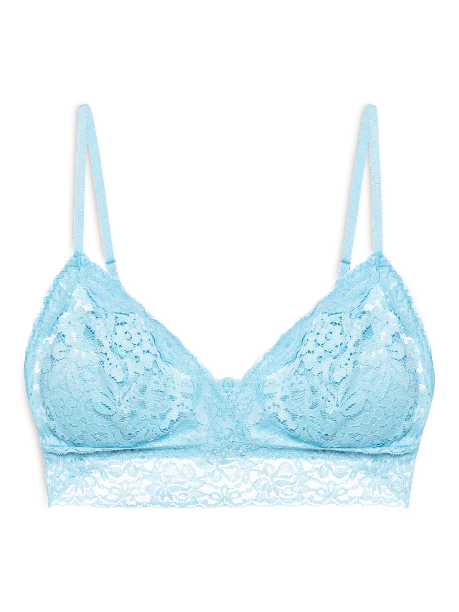 Sutiã Top Triângulo Com Bojo Removível Em Renda Azul Hope