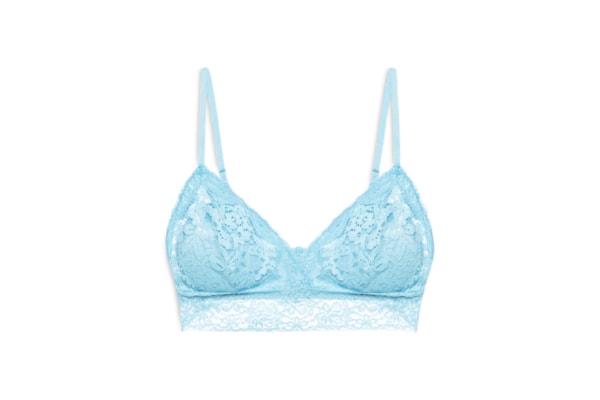 Sutiã Top Triângulo Com Bojo Removível Em Renda - Azul