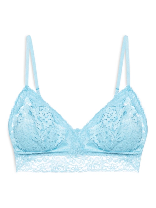 Sutiã Top Triângulo Com Bojo Removível Em Renda – Azul