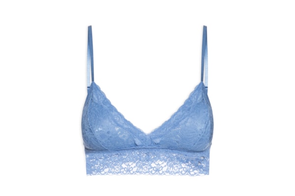 Sutiã Top Triângulo Com Bojo Removível Em Renda - Azul