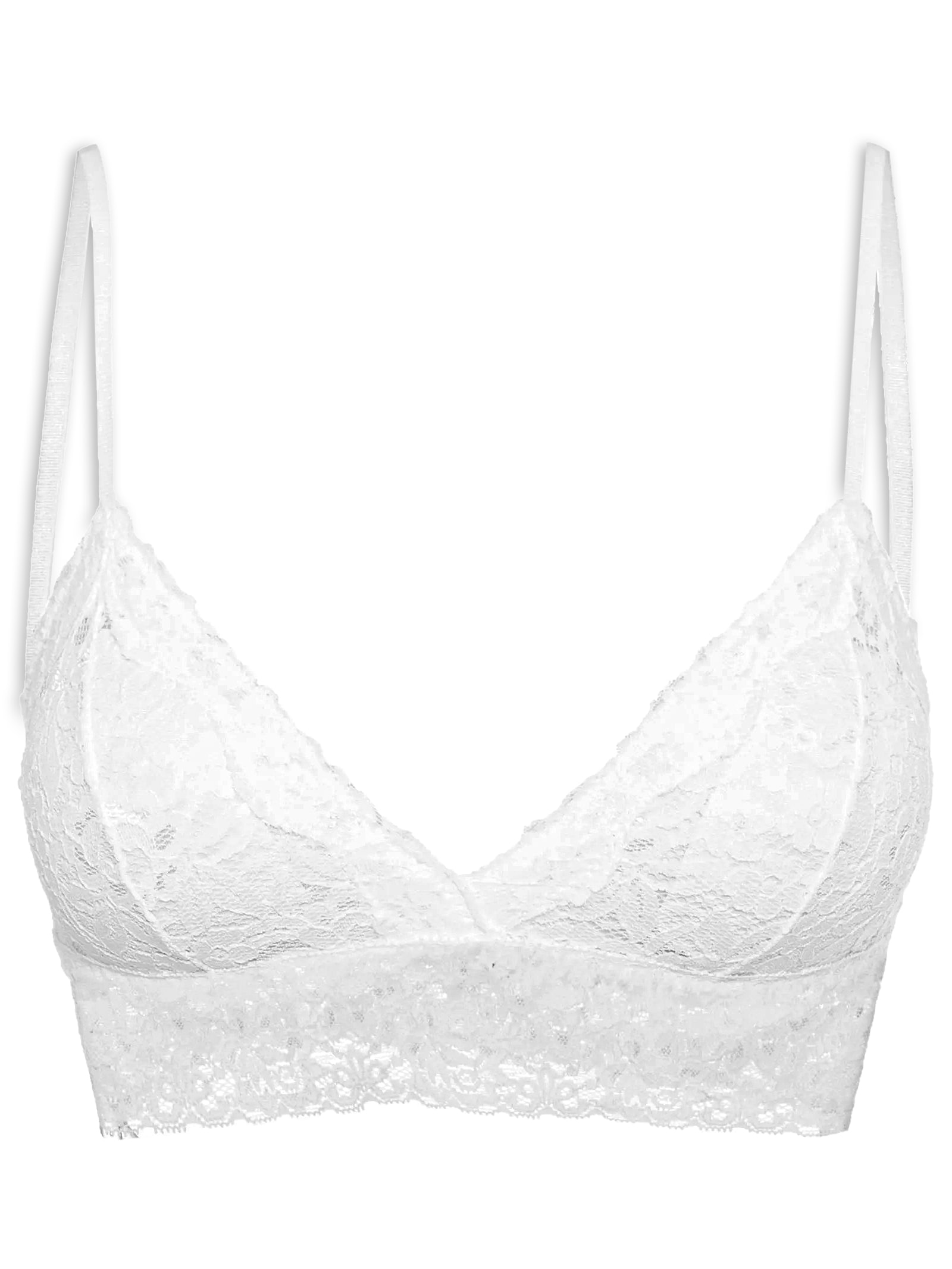 Sutiã Top Triângulo Com Bojo Removível Em Renda Branco Hope