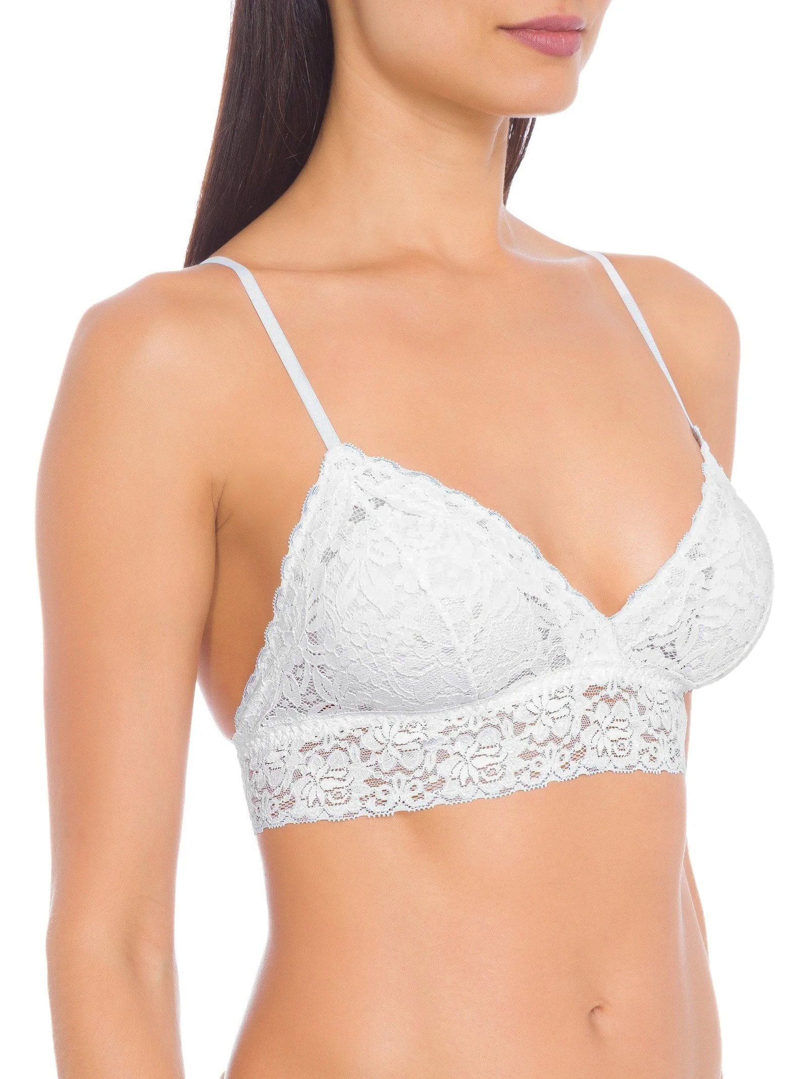 Sutiã Top Triângulo Com Bojo Removível Em Renda Branco Hope