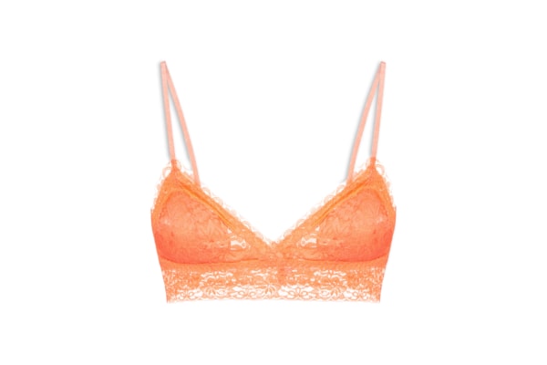 Sutiã Top Triângulo com Bojo Removível em Renda - Laranja