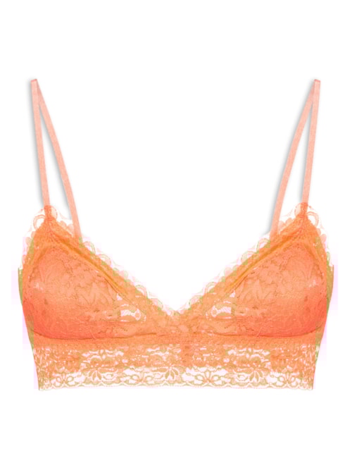 Sutiã Top Triângulo com Bojo Removível em Renda – Laranja