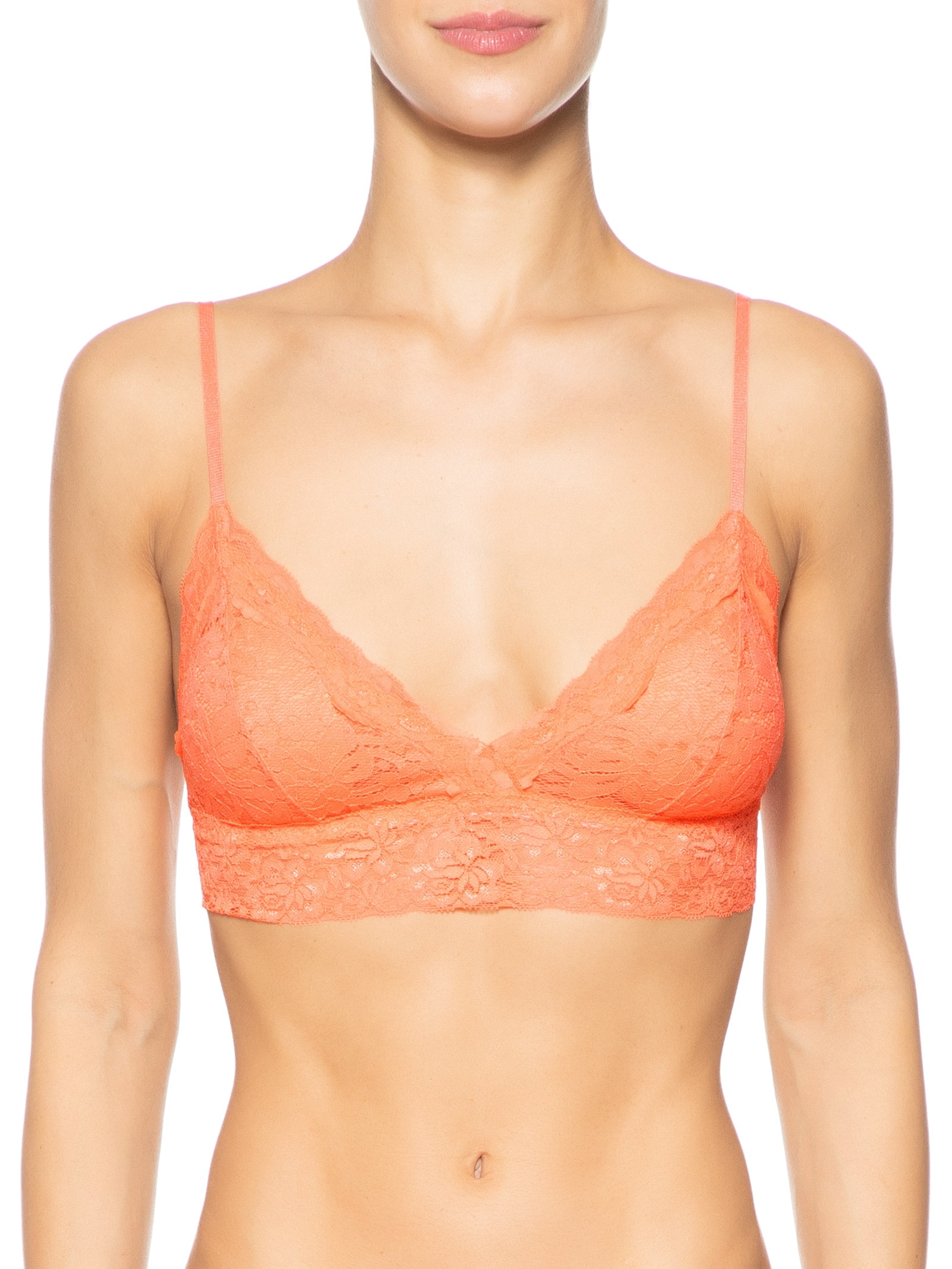 Sutiã Top Triângulo com Bojo Removível em Renda Laranja Hope