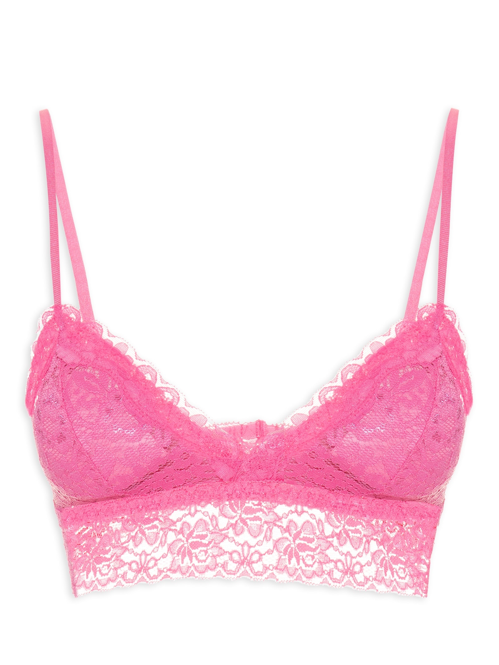Sutiã Top Triangulo Com Bojo Removível Em Renda Rosa Hope