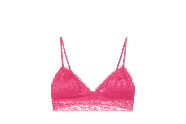 Sutiã Top Triangulo Com Bojo Removível Em Renda - Rosa