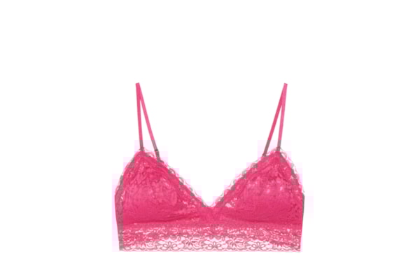 Sutiã Top Triangulo Com Bojo Removível Em Renda - Rosa