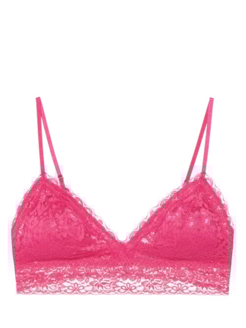 Sutiã Top Triangulo Com Bojo Removível Em Renda – Rosa