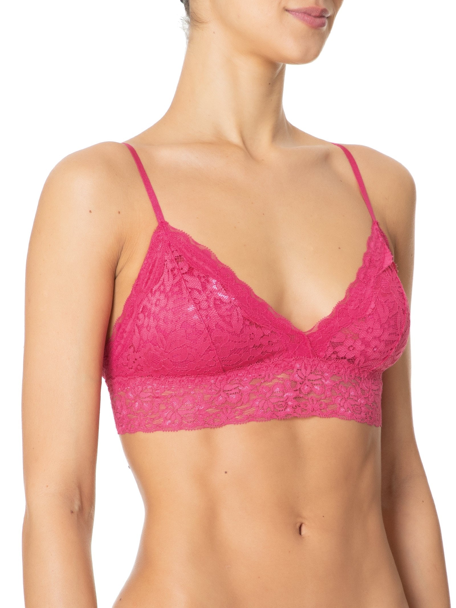 Sutiã Top Triangulo Com Bojo Removível Em Renda Rosa Hope